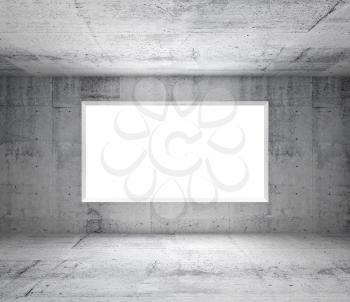 Abstract gray interior of empty room with concrete walls and white window