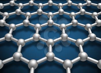 Graphene layer structure schematic model. 3d render illustration