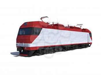 3d render illustration isolated on white: Perspective view of the modern electric locomotive