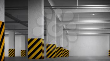 Empty underground parking abstract interior