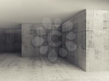 Abstract architectural 3d background, empty concrete room interior