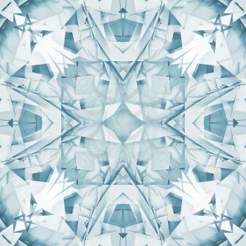 Abstract square seamless blue and white background texture with digital geometric kaleidoscope pattern