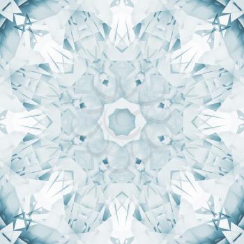Abstract square blue and white background texture with digital geometric kaleidoscope pattern