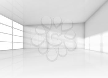 Abstract interior, white empty room with daylight from the window. 3d render illustration