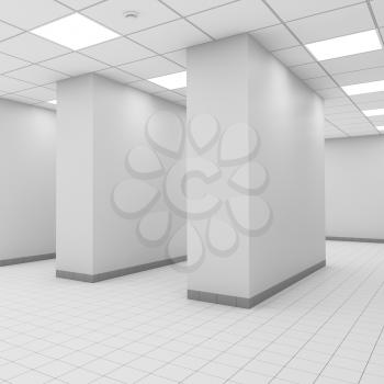 Abstract modern white office interior with columns. 3d illustration