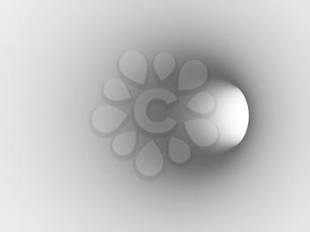 Turning white tunnel interior with soft shaded segment. 3d illustration