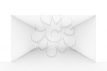 Abstract white empty corridor interior, contemporary open space design. 3d render illustration