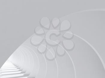 Abstract white interior with round walls, modern minimalism architecture background. 3d render illustration