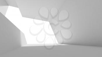 Abstract interior background, white room with blank window, 3d illustration