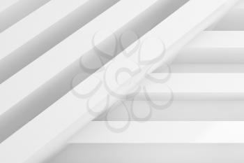 Abstract white digital background. Geometric installation on the wall, 3d illustration