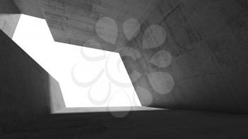 Empty concrete interior with blank window. Modern architecture background, 3d illustration