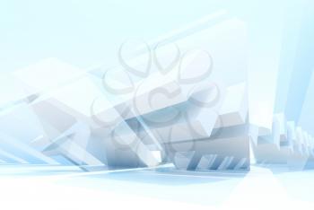 Abstract blue digital background, intersected geometric structures. Double exposure effect, 3d rendering illustration