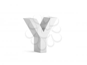 White bold letter Y isolated on white background with soft shadow, 3d rendering illustration 