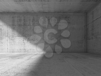 Abstract interior of empty dark concrete room. 3d render illustration