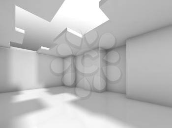Abstract white empty interior background, digital 3d illustration
