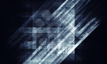 Abstract grungy blue concrete background with dark chaotic structures pattern. 3d render illustration