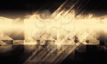 Abstract digital background with glowing chaotic structures pattern over black backdrop. 3d render illustration
