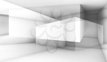 Abstract cg background with white intersected geometric structures, 3d illustration, multi exposure effect