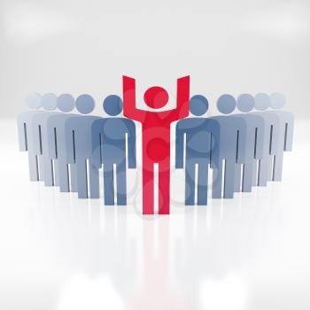 People - business team concept, team leader with his group