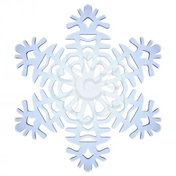 Blue icy decorative snowflake isolated on white background