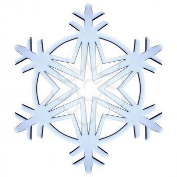 Blue icy decorative snowflake isolated on white background