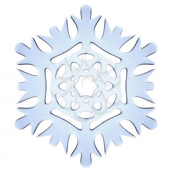 Blue icy decorative snowflake isolated on white background