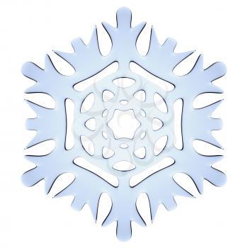 Blue icy decorative snowflake isolated on white background