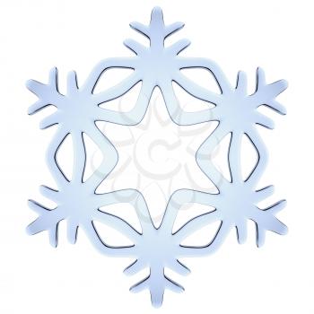 Blue icy decorative snowflake isolated on white background
