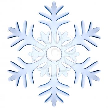 Icy blue decorative snowflake isolated on white background