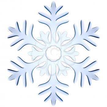 Icy blue decorative snowflake isolated on white background