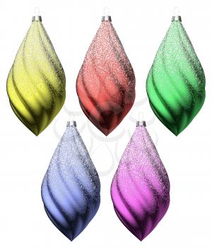 Colorful christmas decoration set isolated on white background