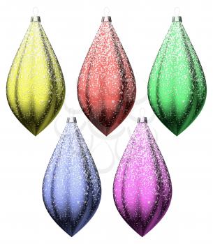 Colorful christmas decor set isolated on white background.