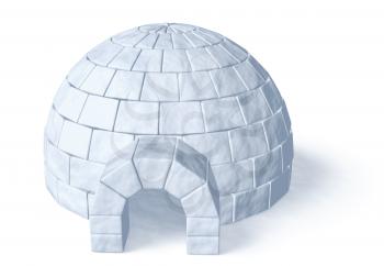 Igloo icehouse isolated on white background three-dimensional illustration