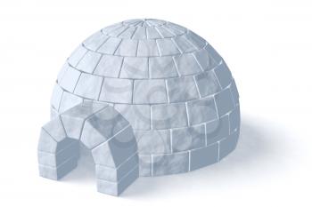 Igloo icehouse isolated on white background three-dimensional illustration