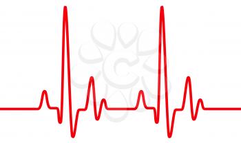 Red heart pulse graphic line on white. Healthcare medical sign with heart cardiogram, cardiology concept pulse rate diagram illustration