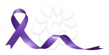 Purple Ribbon isolated on white background Purple Day epilepsy awareness sign of Supporting Epilepsy Around The World. International epilepsy solidarity day 3D illustration