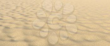 Dry sand on the beach under bright summer sunlight closeup perspective view nature 3D illustration