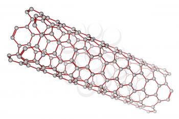 Carbon nanotube on a white background