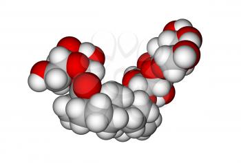 Optimized molecular structure of stevioside, extremly sweet compound found in the stevia plant.