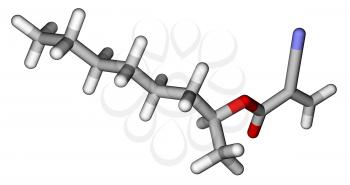 2-Octyl cyanoacrylate, an instant glue. 3D molecular structure