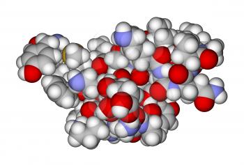 Molecular structure of beta-endorphin isolated on a white background