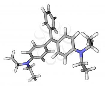 Optimized molecular structure of brilliant green dye on a white background