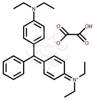 Structural formula of brilliant green dye on a white background