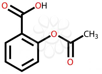 Structural formula of aspirin drawn on a white background