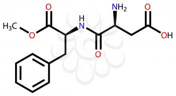 Structural formula of sweetener aspartame drawn on a white background