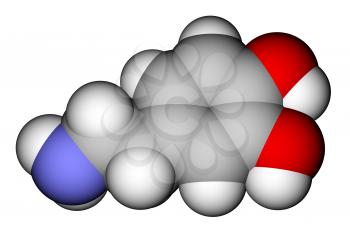 Optimized molecular structure of dopamine on a white background