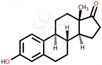 Structural formula of sex hormone estrone on a white background