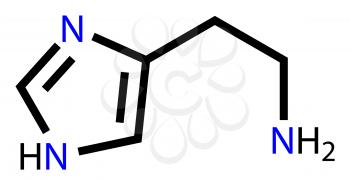 Structural formula of histamine drawn on a white background