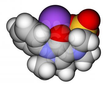 Metamizole, an analgesic and antipyretic drug. 3D molecular structure