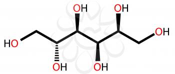 Structural formula of sweetener sorbitol drawn on a white background